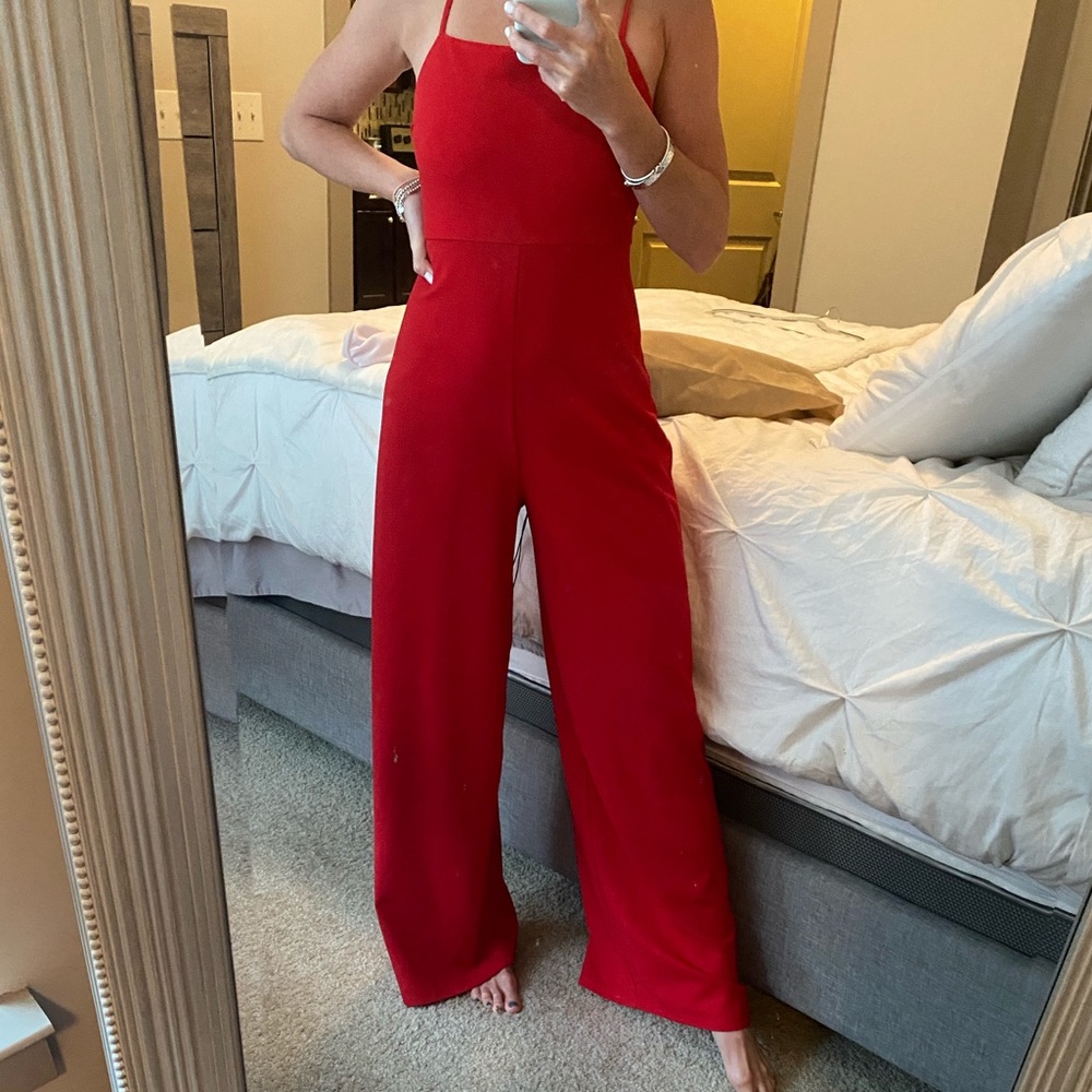Red urban outfitters jumpsuit